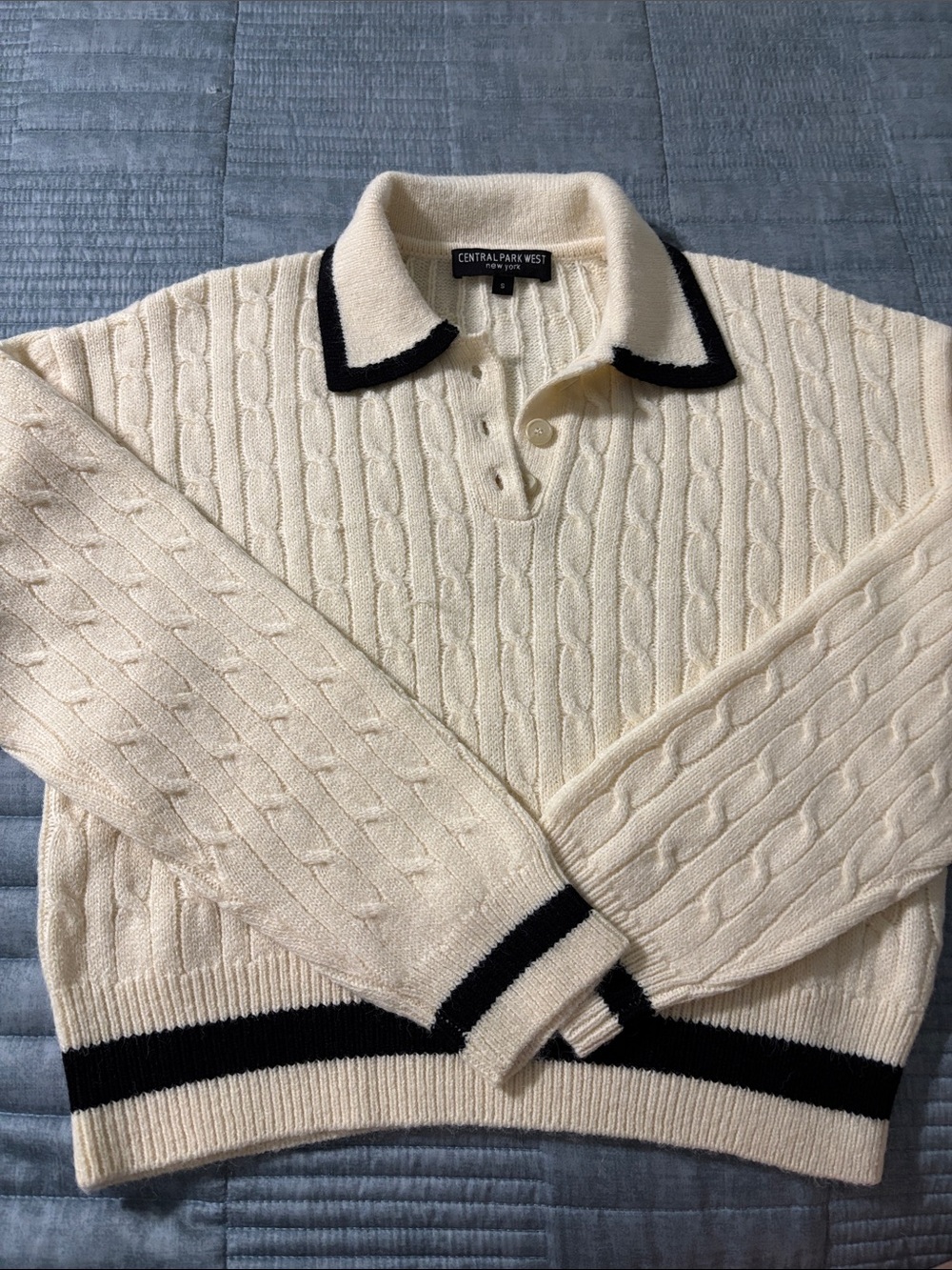 Central Park West Women’s Cable Knit Polo Sweater